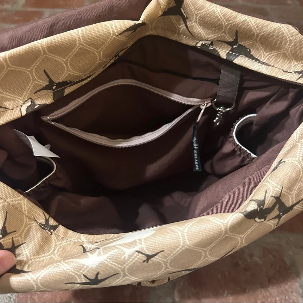 Petunia Pickle Bottom Diaper Bag Coated Canvas Swallow Bird Design One Strap